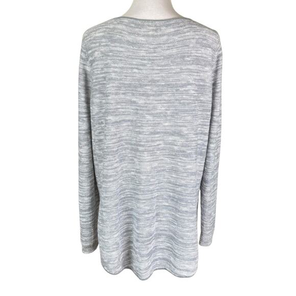 Eileen Fisher Gray Long Sleeve Knit Organic Cotton Linen Blend High Low Shirt - Picture 6 of 11